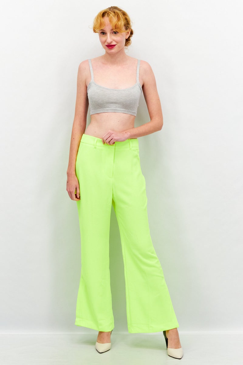 RIVER ISLAND Women Petite Wide Leg Plain Palazo Pants, Bright Yellow - Image 4